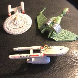 Keepsake Star Trek ornaments.  2 Enterprise and Klingon Bird of Prey